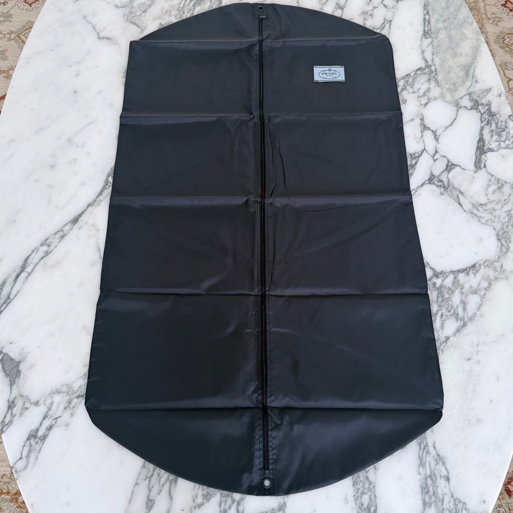 Prada Milano Black Nylon Garment Bag Travel Suit Cover Zipped Logo NEW